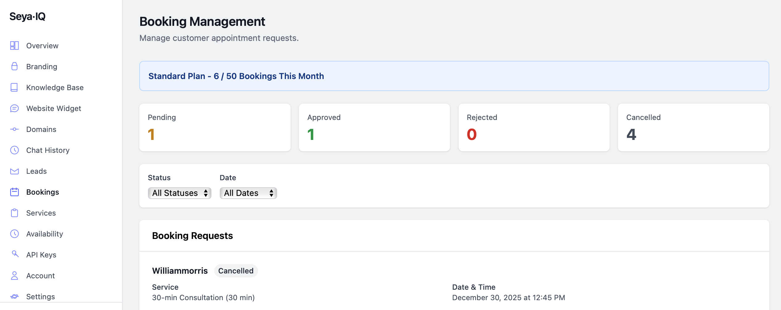 Booking Management Dashboard